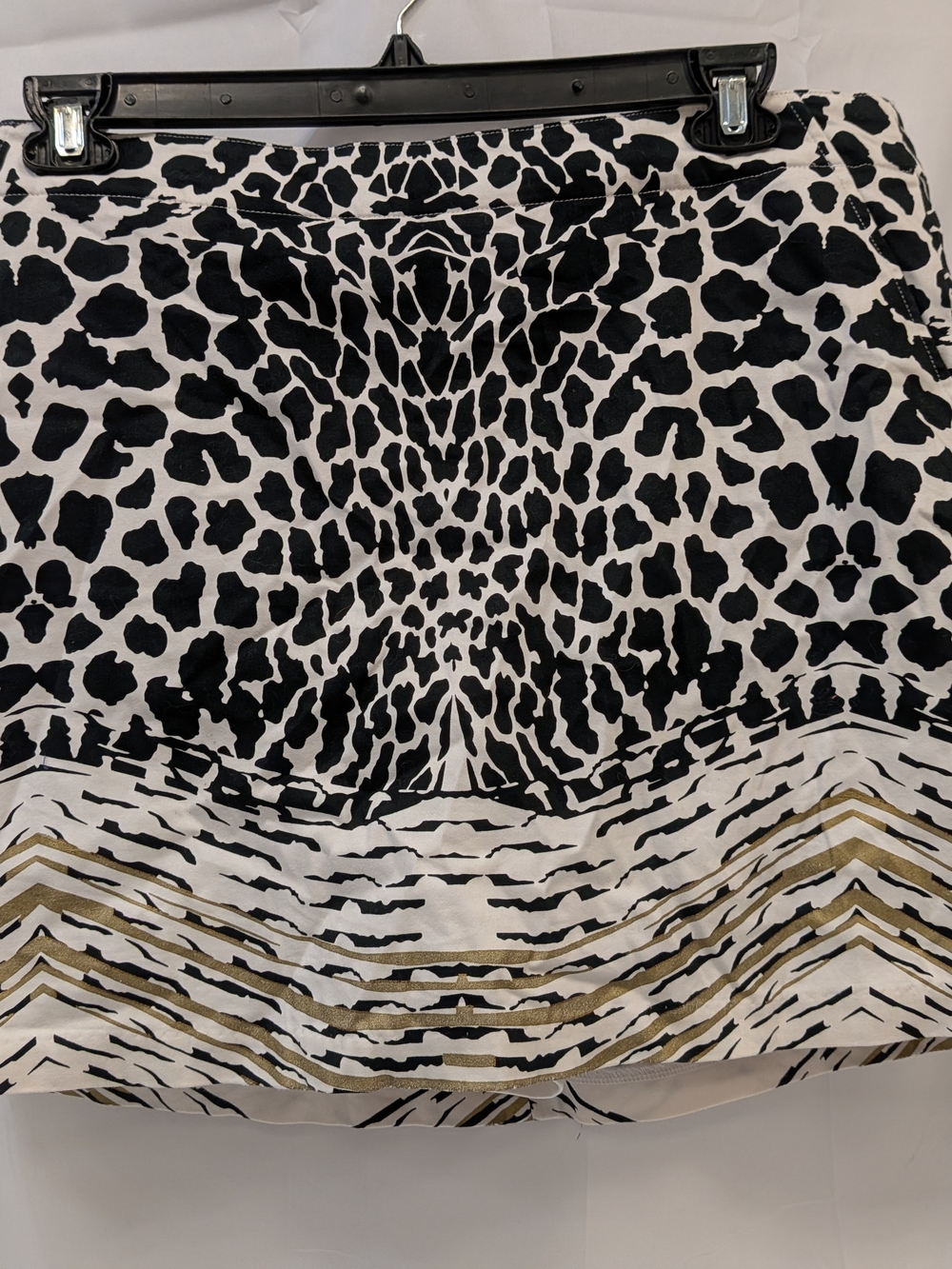 Lady Hagen Black & White Animal Print Skort with Gold Stripes